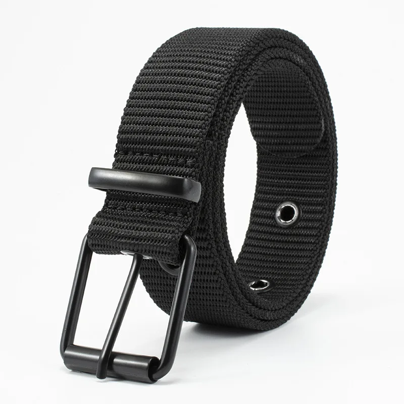 

Men's Belt Rectangular Metal Needle Buckle Outdoor Men's Sports Belt Needle Buckle Nylon Belt Round Tail Belt for Man