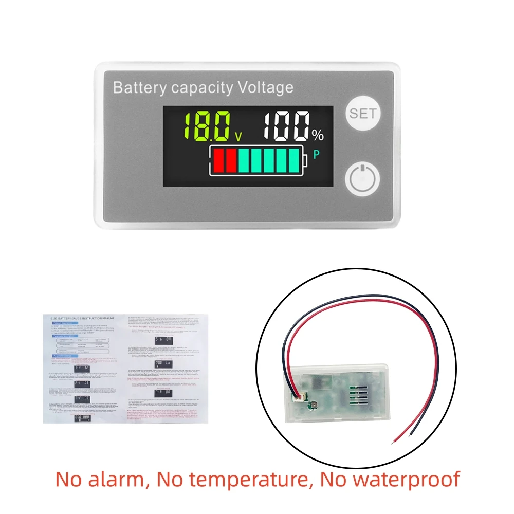 Indicador de capacidade da bateria, chumbo-ácido, lítio, LiFePO4, carro, motocicleta, voltímetro, calibre de tensão, 12V, 24V, 48V, 72V, 6133A, DC