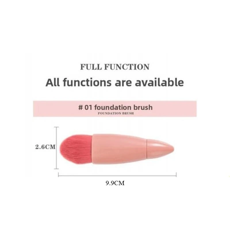 5-delige mini draagbare make-upborstelset met spiegel Multifunctionele losse poederborstel Foundation Brush Oogschaduwborstel Cosmetische kit