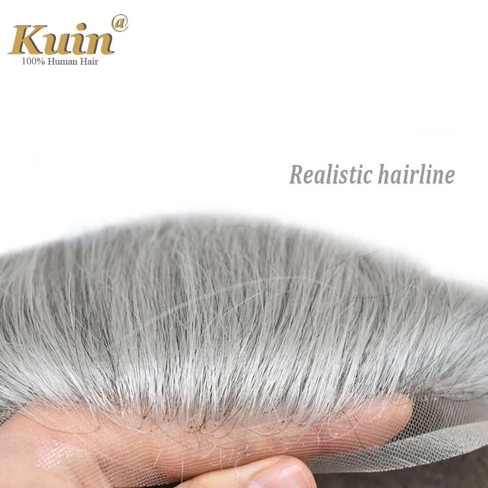 Swiss Full Lace Men Toupee Real Human Hair Wigs Front Bleach Hair Replacement Men Wig Breathable White Hair Men Prosthesis