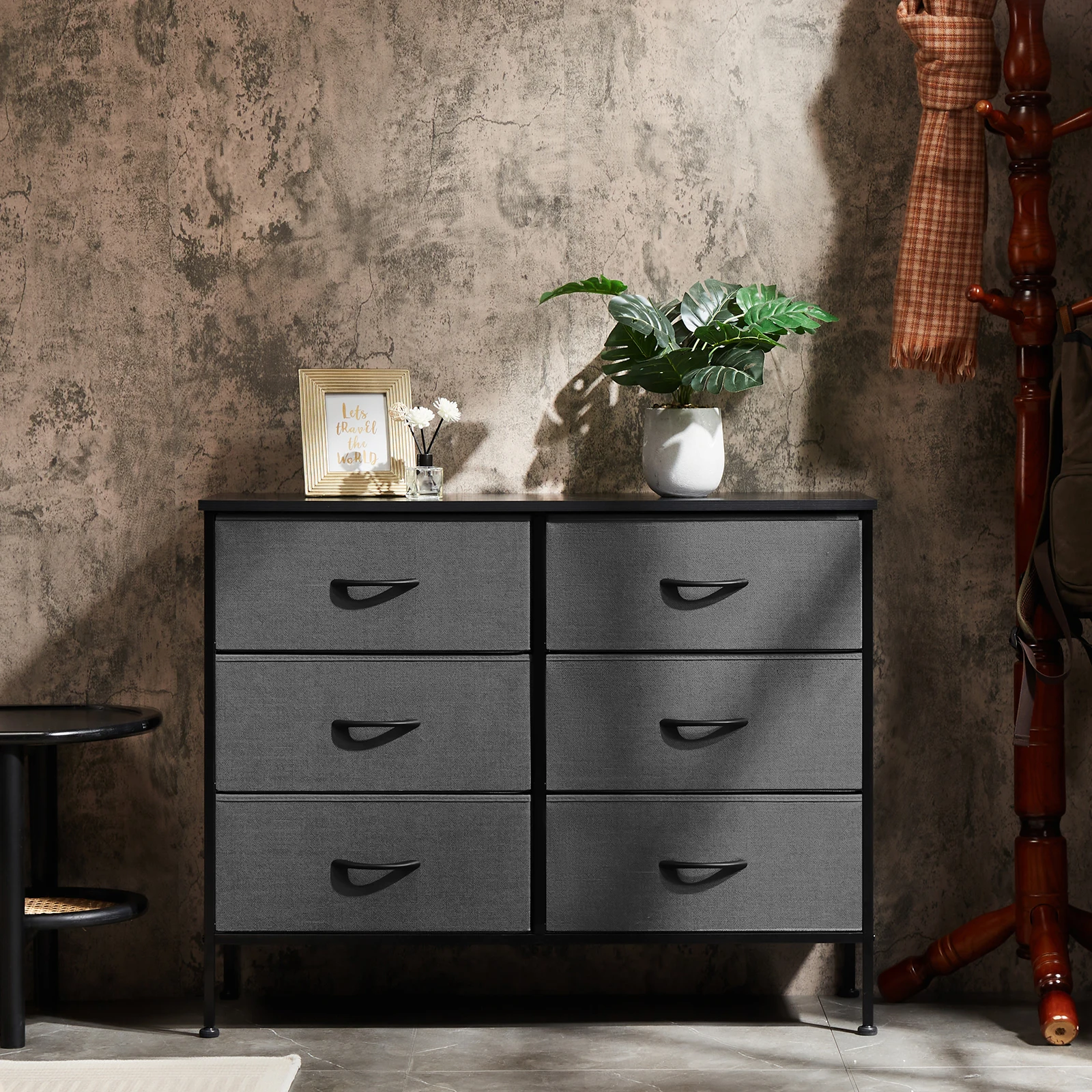 Pop 6 Fabric Drawers Nightstand For Bedroom Bedside Sofa Table With Storage Closet Chest Clothes Display Cabinet Furniture