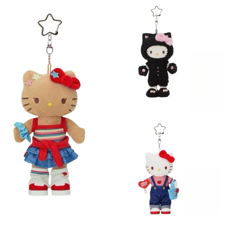 Sanrio kawaii Daily Shopping Series Black KTCat Plush Toy Pendant Black Cat Kitty Long Legs Star Hanging Soft Plush Toy Keychain