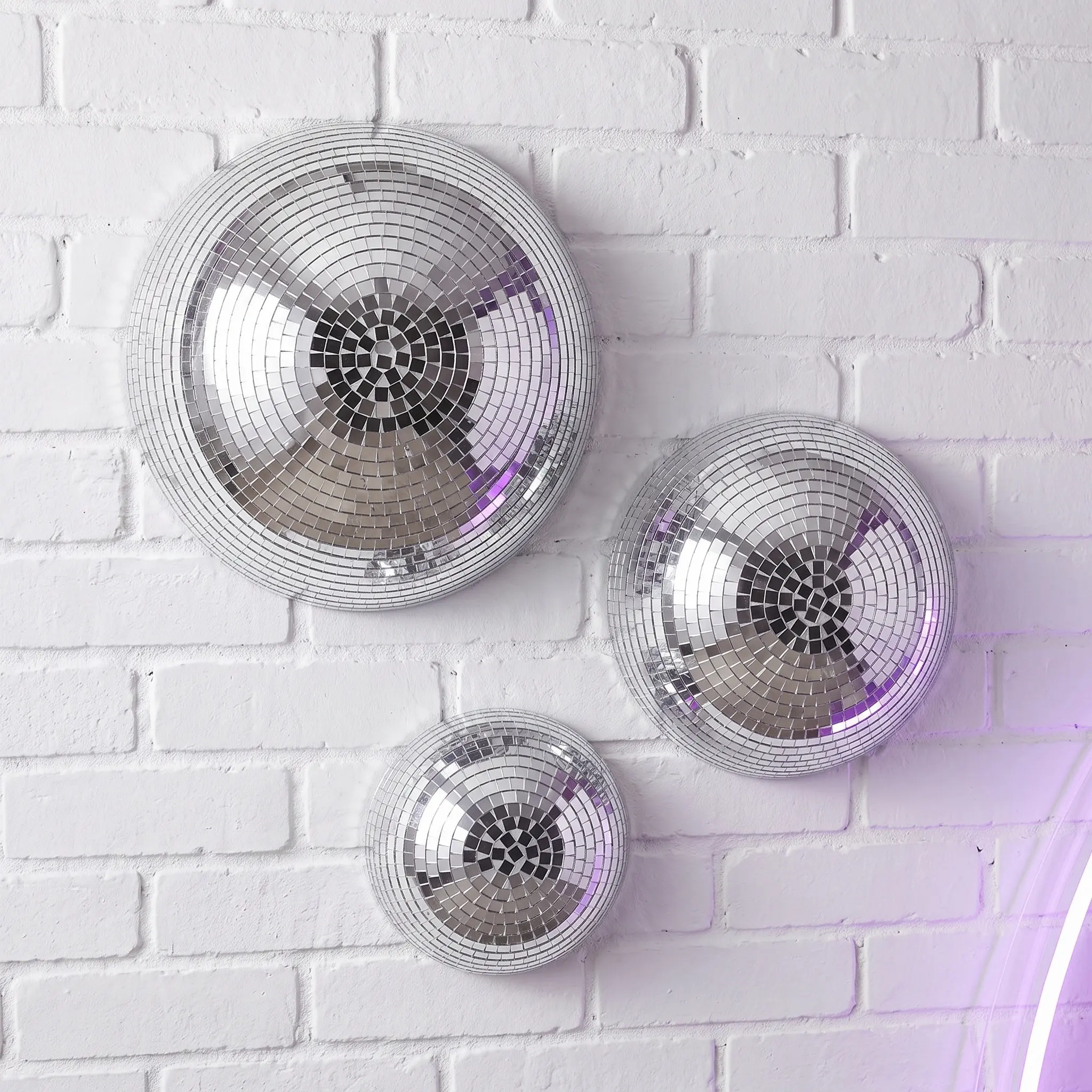 3Pcs Mirror Glass Reflective Globe Half Hemisphere Adhesive Disco Ball for Dance Wedding Party Decor 70S 80S Club Stage Prom