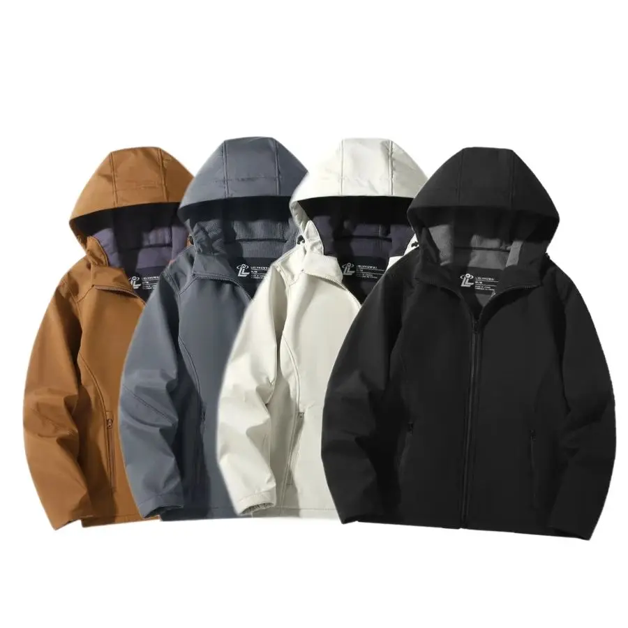 

Водонепроницаемая куртка из софтшелла с капюшоном, осенне-зимняя повседневная облегающая куртка, дышащая ткань, двухсторонняя молния, дизайн для мероприятий на открытом воздухе