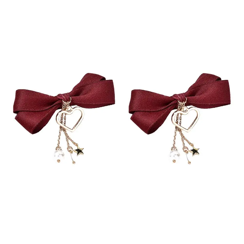 

2 Pcs Clip Ribbon Tassel Bow Clip Accessories Girls Toddler Sweet Bowknot Barrettes Color Durable Fashion Hairstyle Gifts