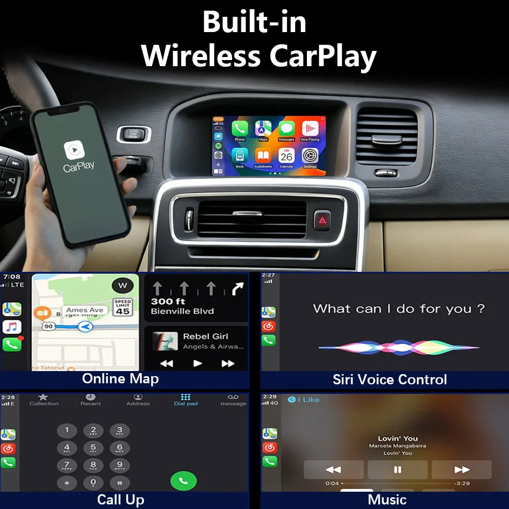 CHSTEK Wireless CarPlay Car Stereo For Volvo XC60 S60 V60 2011-2014 Android Auto GPS Navigation WiFi BT DSP RDS Android 14 Radio