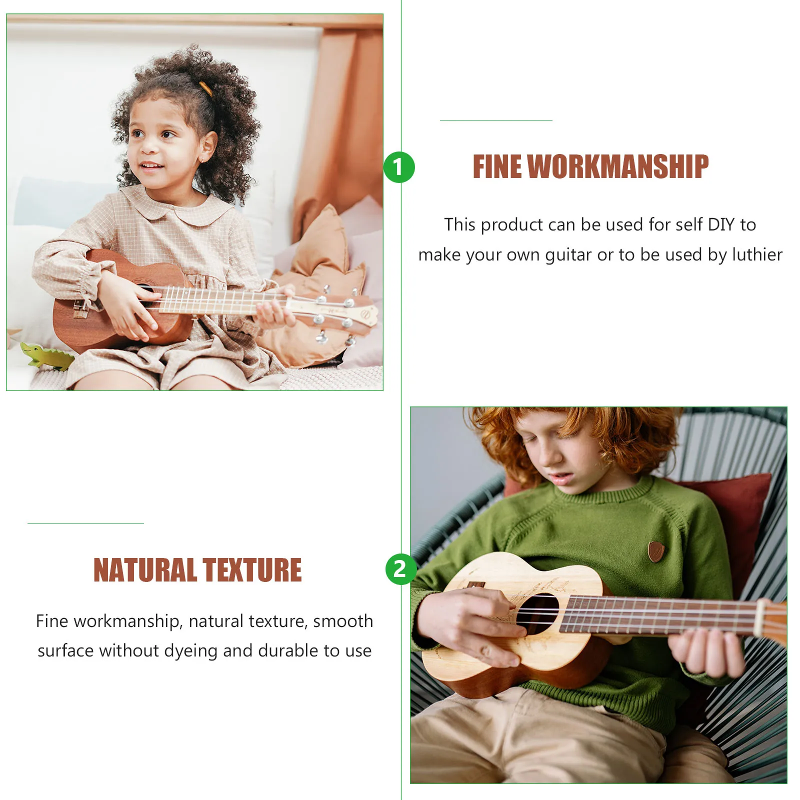 

1Set Handmade Ukulele Kit DIY Wooden Ukelele Material for Parent- Activity Lightweight Safe Musical Instrument
