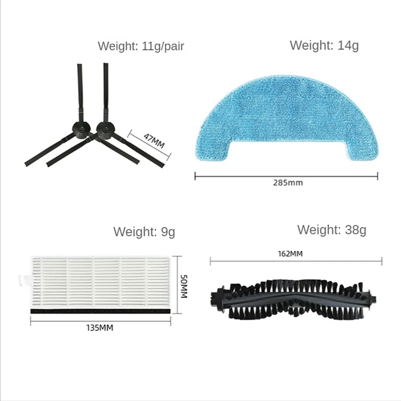 ABRG-Accessoire Voor Ilife A4 A4S A40 Robotstofzuiger Voor Ecovacs CEN550 Hoofdborstel Mop Doek Zijborstel