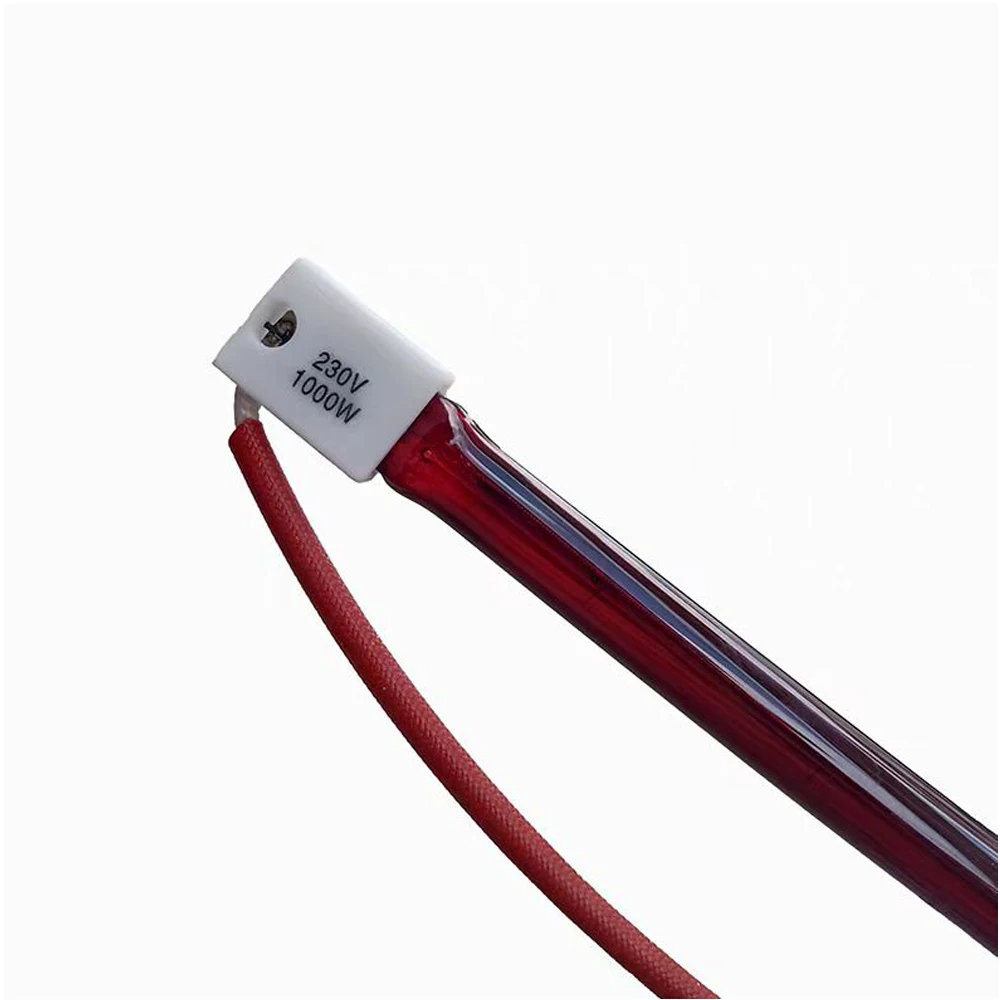 HoneyFly 2pcs Ruby IR Heater Lamp 200/300/350/370/400mm 500W 1000W 230V SK15 Near Infrared Halogen Lamp Heating Element