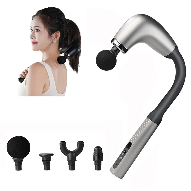 2024 New Smart Curved Hook Fascia Gun Electric Massager Massage Hammer Electric Fascia Gun Home Handheld Hammer Back Artifact