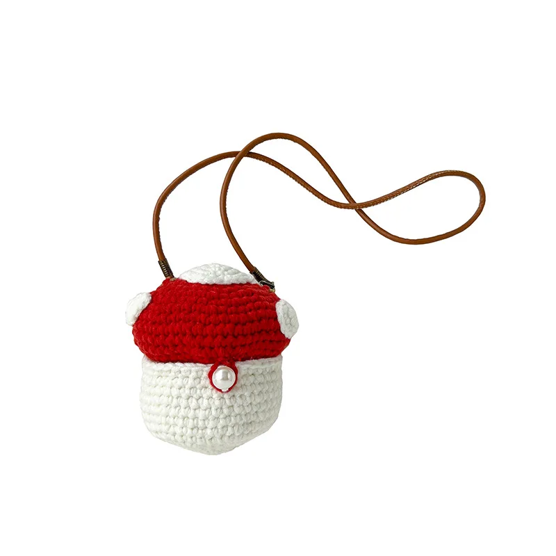 Ins Cartoon Can Open Handmade Crocheted Bag Finished Small Mushroom Pinecone Girls Photo Props Crossbody Bag Birthday Gifts