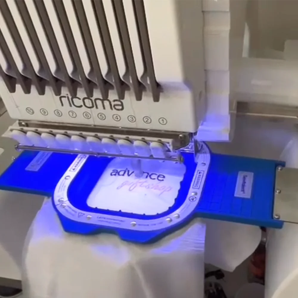 Ricoma Creator EM1010-7S/10S embroidery machine with Sewtalent Magnetic Mighty Hoop HoopMaster Embroidery Hoop MaggieFrame