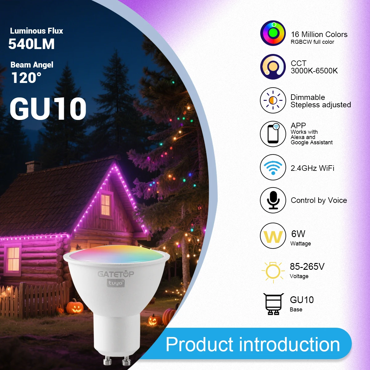 1-10 قطعة Tuya WiFi GU10 الأضواء الذكية LED ضوء لمبة بلوتوث عكس الضوء مصابيح الحياة الذكية App التحكم يعمل مع أليكسا جوجل