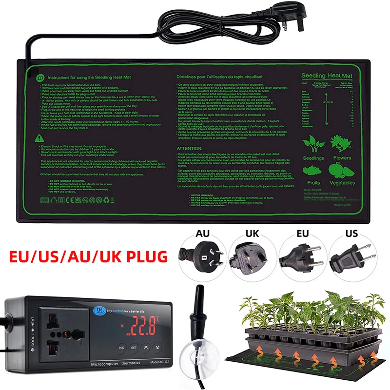16-40 ° cyfrowy kontroler termostatyczny roślin mata grzewcza do nasion rozpoczynających szklarnię kiełkowanie kiełkowanie Grow Pad 110/220V