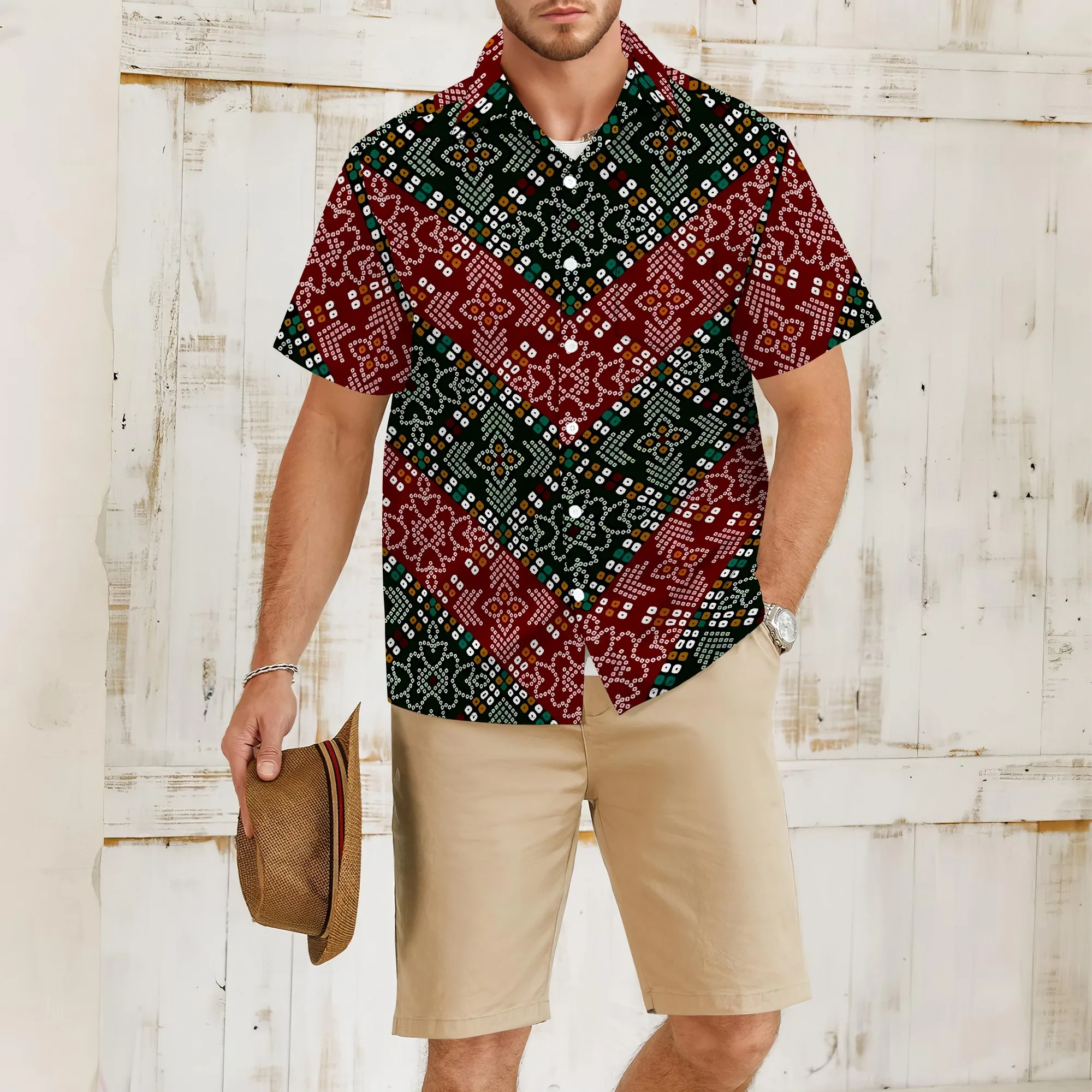 

YEAE Colorful Floral Print Shirt for Men Summer Casual Short Sleeve Top