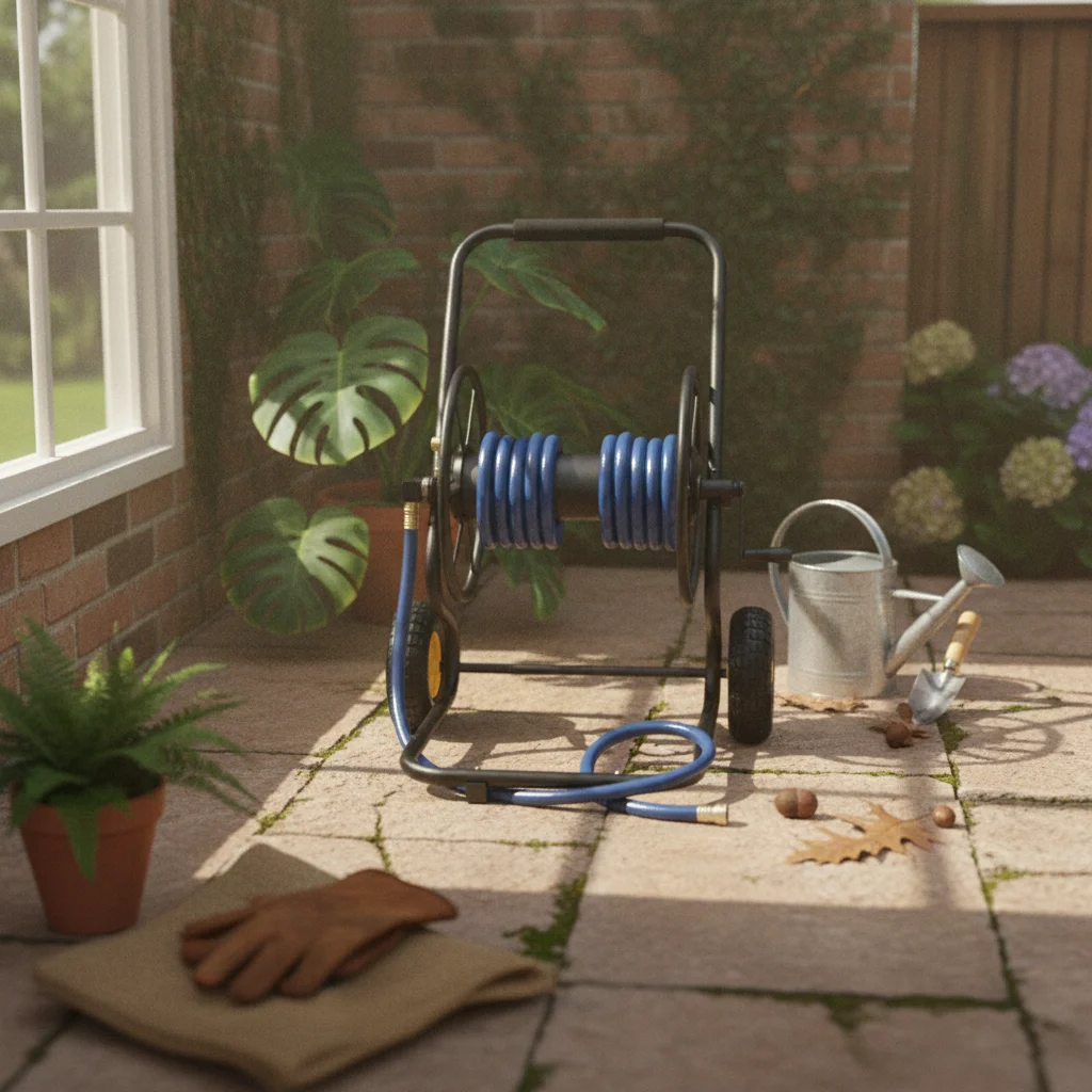 Garden Hose Reel Cart Mobile Hose Reel Cart with Wheels Never Flat Weather Resistant for Gardeners, Yard, Car Wash