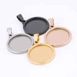 10pcs 18mm Round Cabochon Base Settings Stainless Steel Rose Gold Plated Bezel Pendant Tray Blanks For Diy Jewelry Making