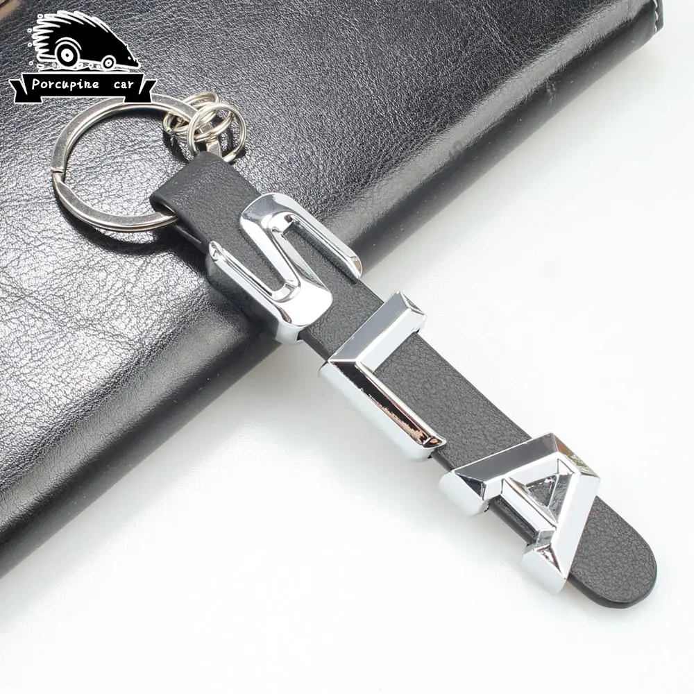 Zinc alloy leather Key Rings For Mercedes Benz SLA SLC SLE SLK SLS AMG 3D Car Keychain Metal Keyring Key Chain Rings Accessories