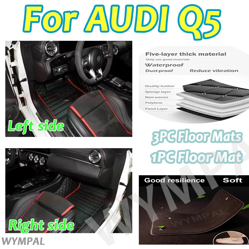 Luxury Custom Car floor mats for AUDI Q5 2009 2010 2011 2012 2013 2014 2015 2016 2017 auto foot Pads automobile carpet cover