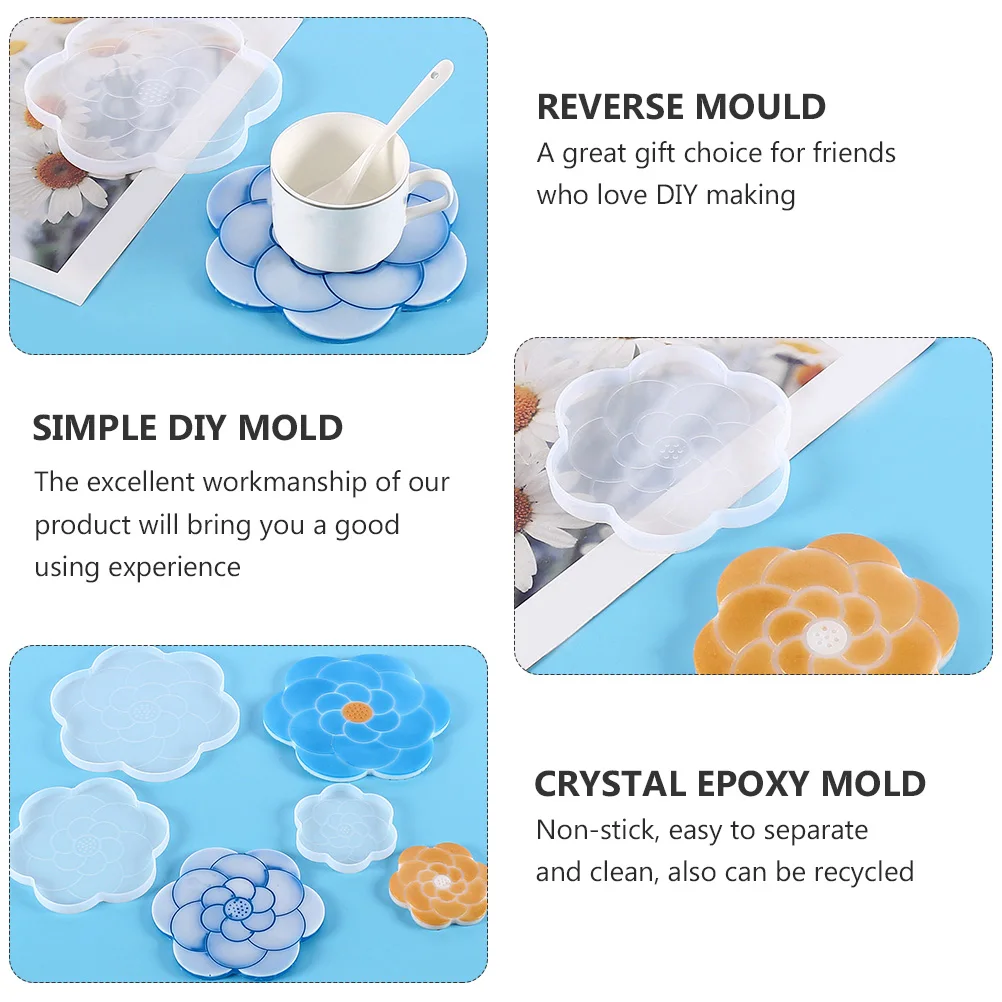 

2pcs Silicone Coaster Mold Diy Crystal Epoxy Resin Craft Wine Cup Mat Making Kit Non-Stick Reusable Plate Mat Mould Manual