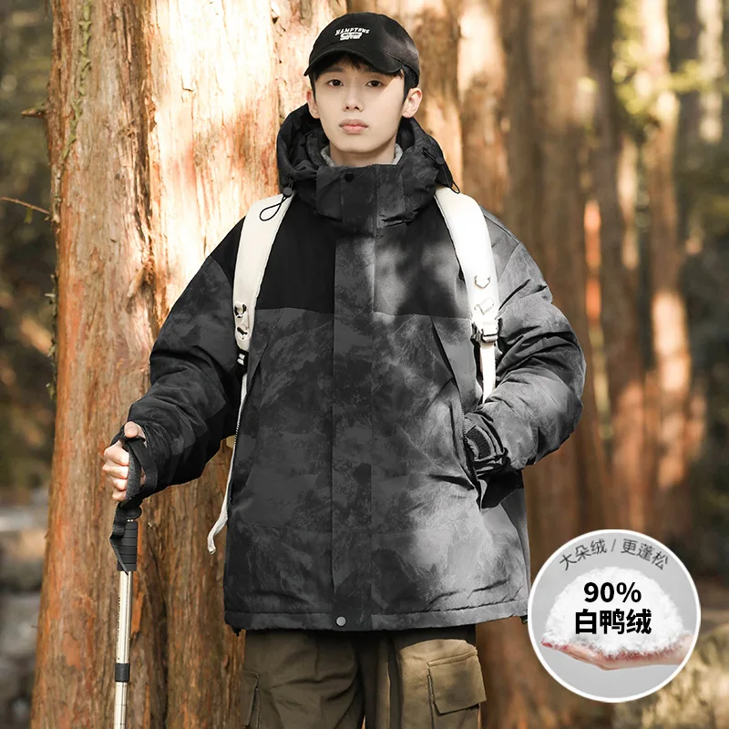 Couple Korean Style Loose Warm Windproof Duck Down Jacket Men Women Winter 90% White Duck Down Outdoor Shorts Coat JK-109