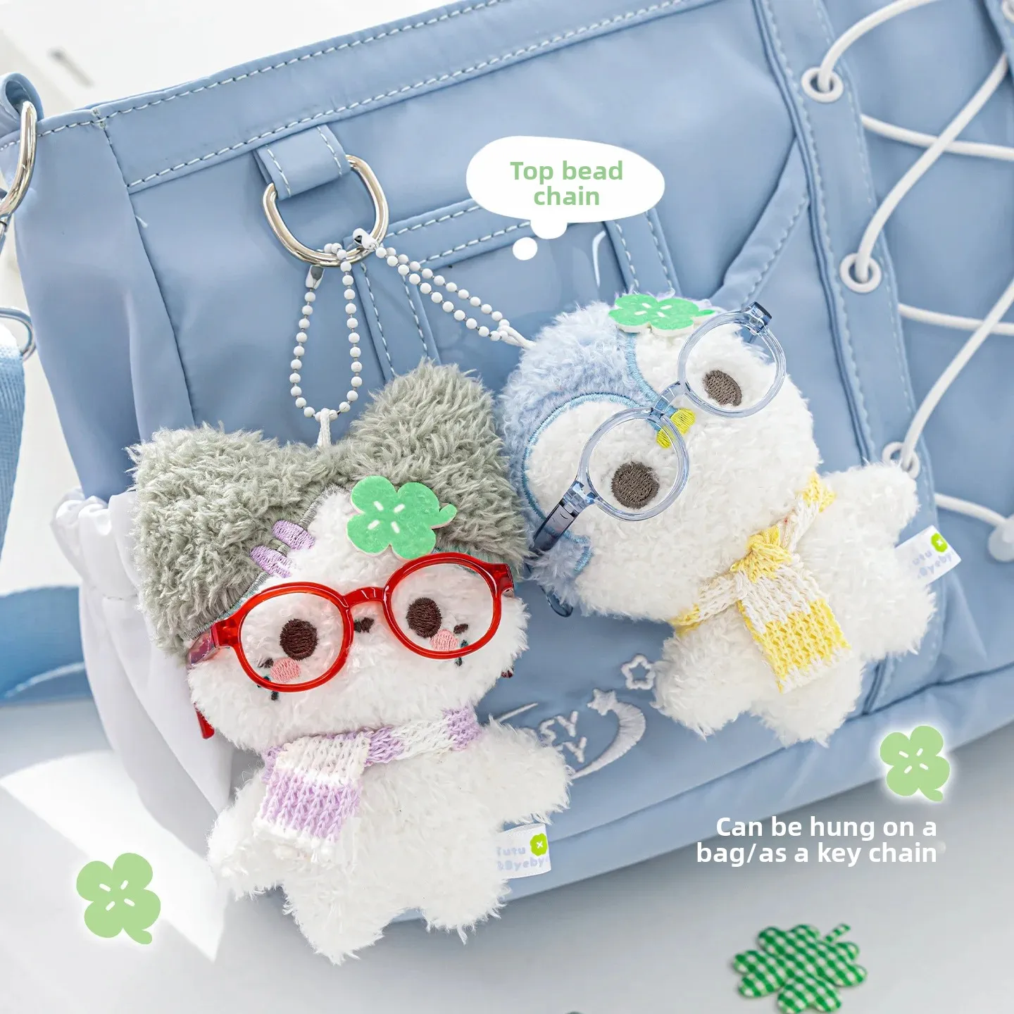 رائعتين روزي بوسي أفخم المفاتيح حقيبة الظهر قلادة لطيف نمط شرابة و Byebye البرسيم سلسلة مجوهرات اكسسوارات