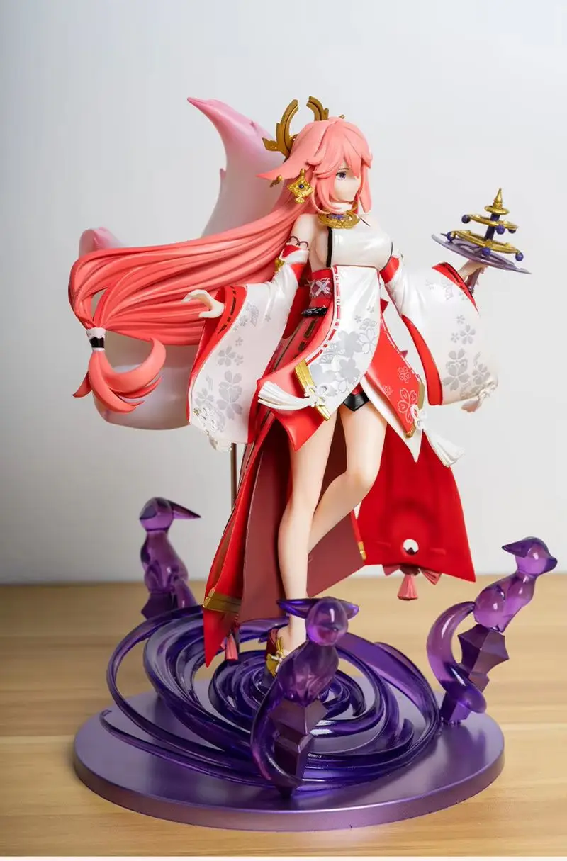 24cm Anime Figur Genshin Impact Gk Yae Miko Fox PVC Action figur Desktop Ornament Dekoration Modell Statue Spielzeug für Kinder Geschenk