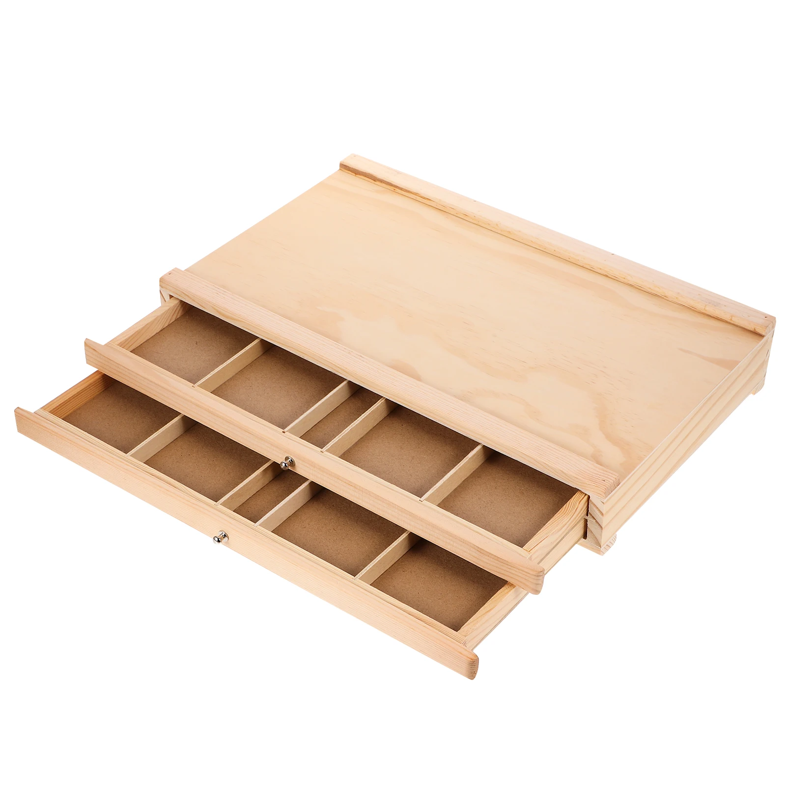 

Wooden Storage Box 3 Layers Paint Brush Holder Pencil Organizer Multi-function Desk Supplies Container Tools