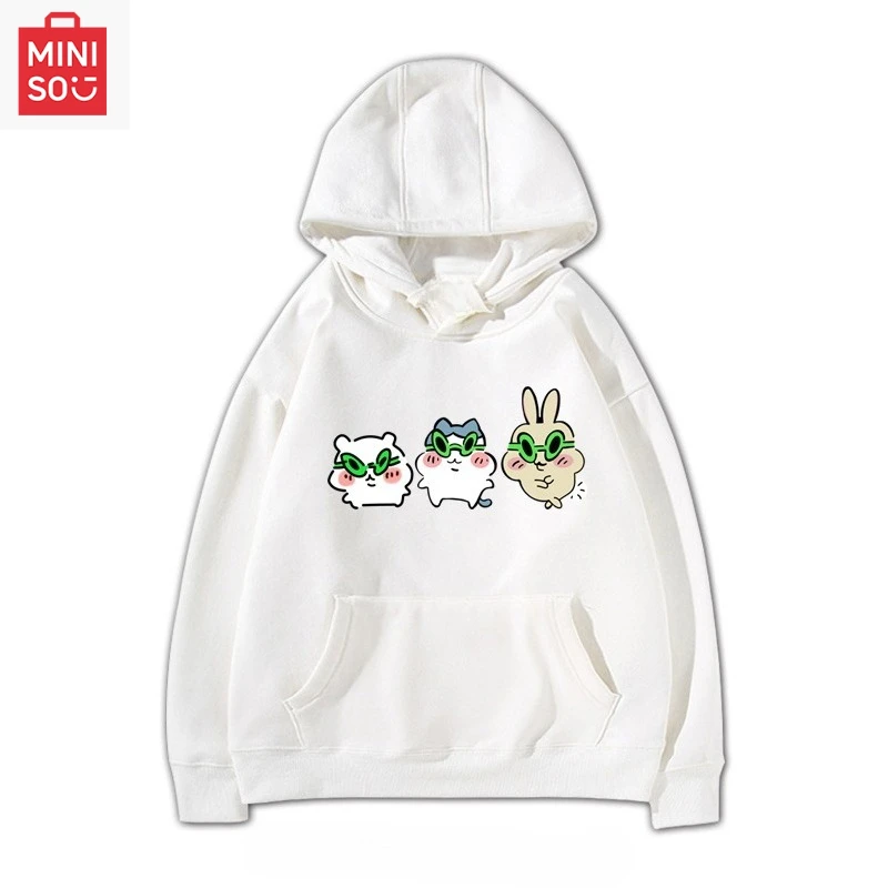 

Толстовка с принтом MINISO Collaboration Chiikawa, свободная, с рисунком, многофункциональная, повседневная и милая для девочек