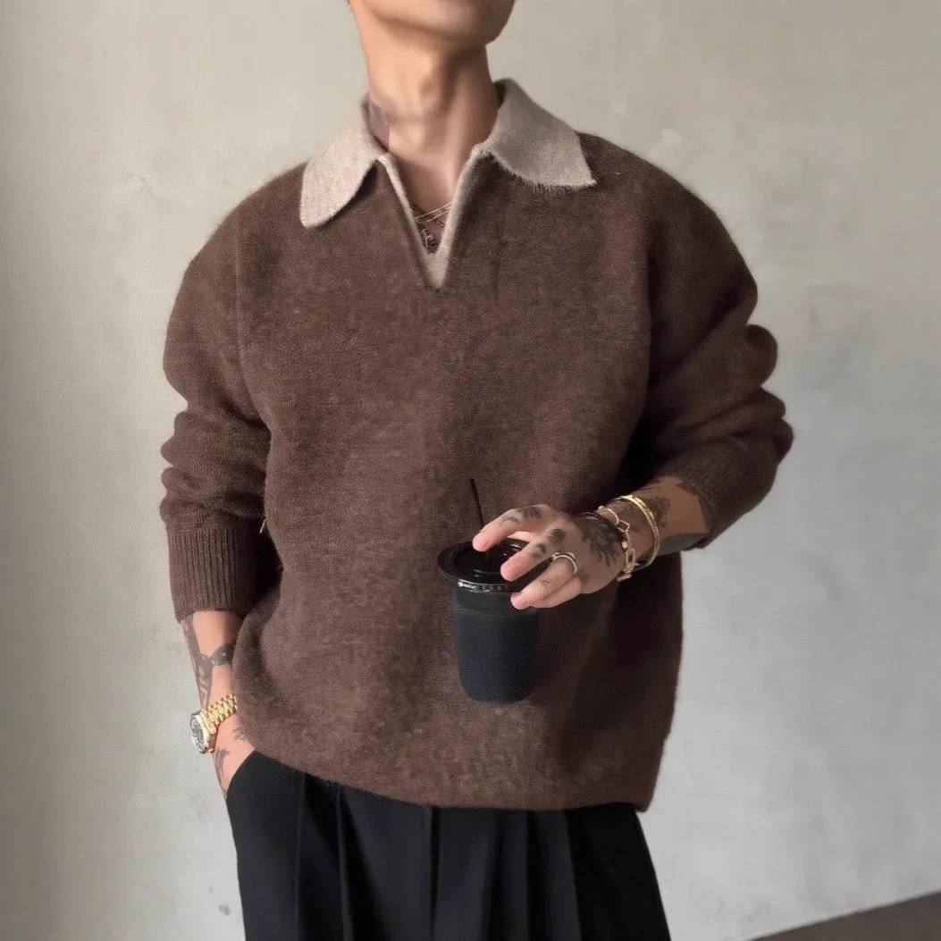 

Модный вязаный свитер Lazy Sle, мужской высококачественный элитный повседневный свитер Aosphere Feeling из двух предметов, повседневная внутренняя одежда