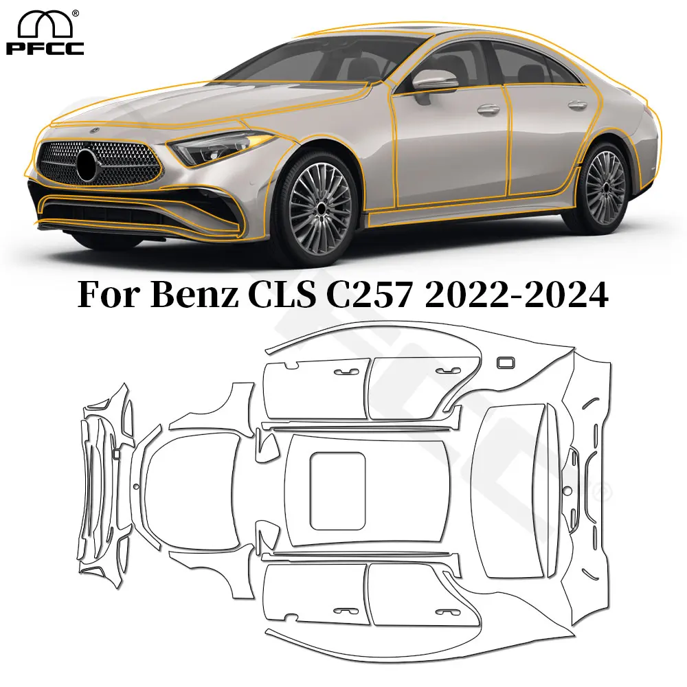 

For Mercedes Benz CLS C257 2022-2024 TPU Paint Protection Film Pre-cut PPF Car Body Clear Bra Anti-Scratch Resistant Invisible