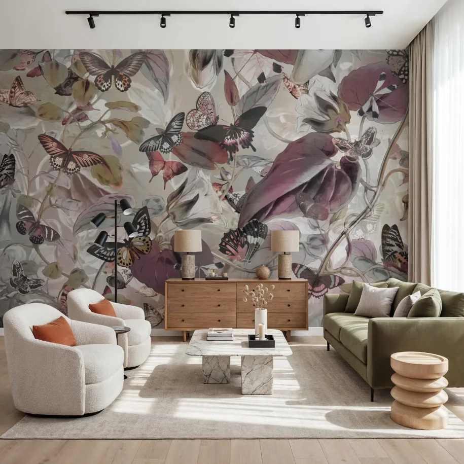 Customized mural retro pink wall butterfly flower wallpaper home decoration living room bedroom orchid wallpaper wall cloth
