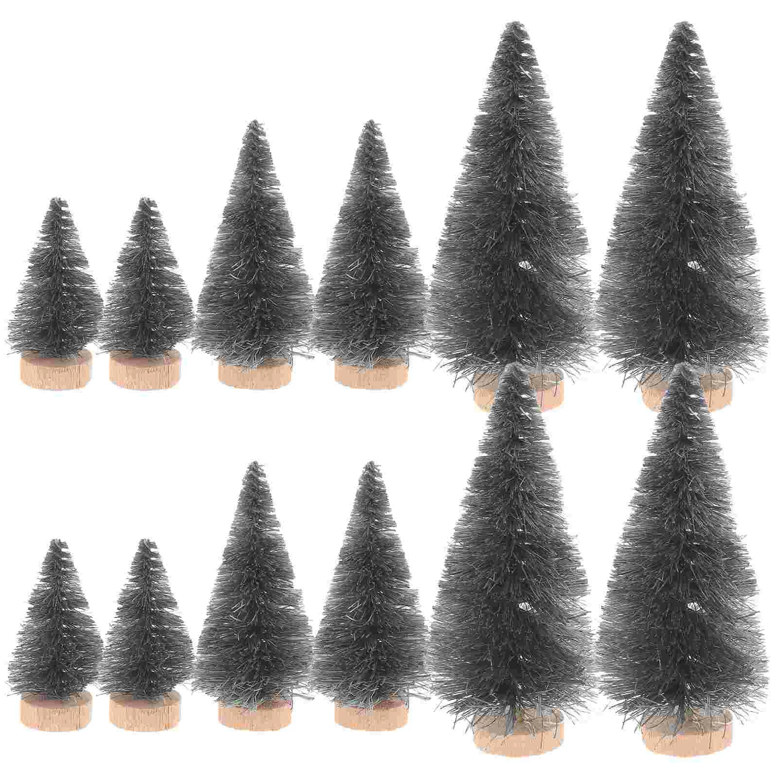 12 Pcs Halloween Decoration Tree Small Trees Mini Pine for Spooky Glue Miniature Wood=iron Wire Natural Sisal Silk Adornments