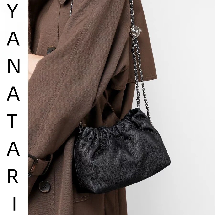Torba na ramię z prawdziwej skóry torebka torebka damska torba Crossbody pod pachami ze skóry bydlęcej mały łańcuszek torba na ramię kobiet korea