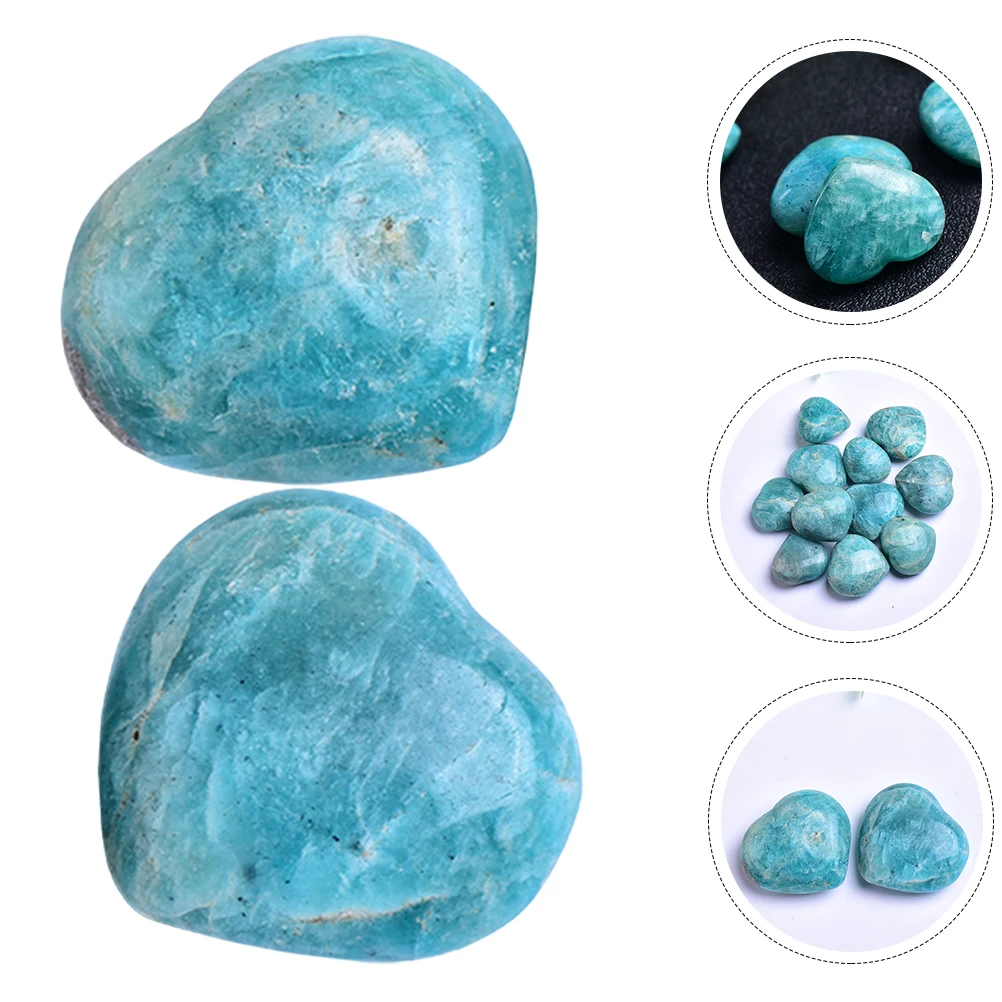 

2pcs Heart Stones Desktop Natural Adornment Home Office Mini Heart Stone Household Decor Chic Stone Decorative Rocks For