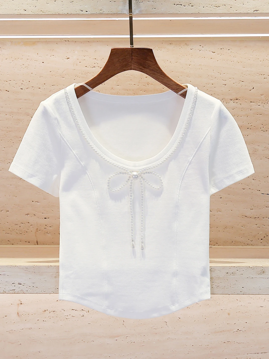 

Elegant Women's T-Shirt Summer New Gentle Wind Button Knot Casual Loose Fit Breathable Short Sleeve U-Neck Top