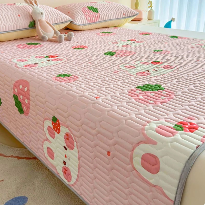 Summer Thin Latex Cooler Bedsheet Soft Mat Washable Queen King Size Single Double Fitted Bed Sheets with Pillowcases Bedding Set