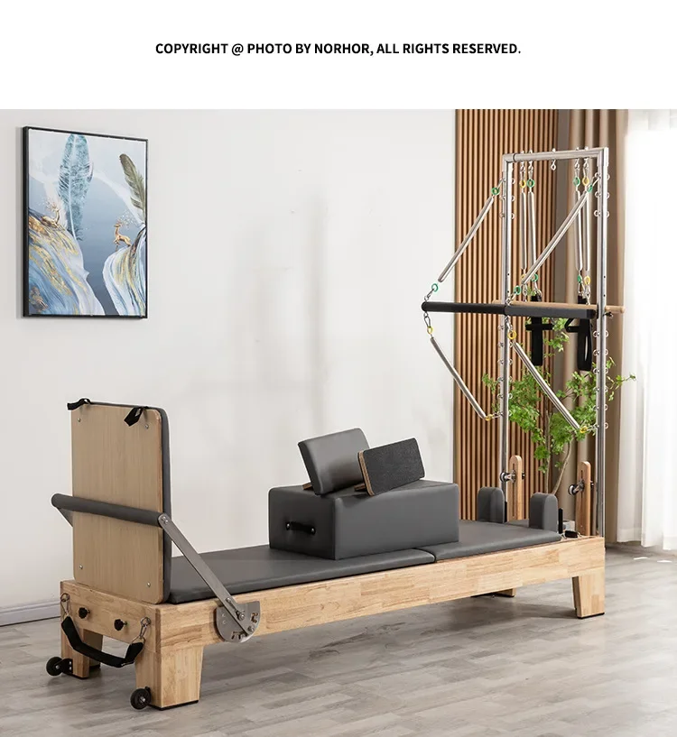 

-For Semi Elevated Pilates Core Bed Fitness Equipment Yoga Sliding Bed High Quality Wooden Three In One Wood Folding Reformer