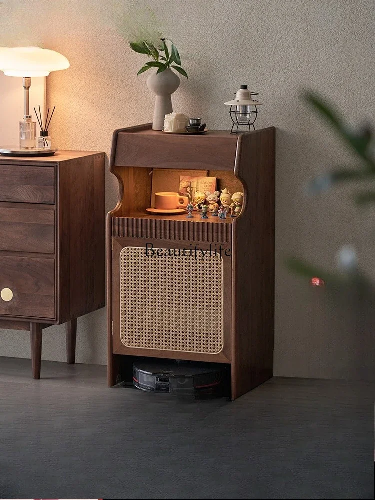 

4*Shelf cabinet storage Solid wood sofa side few black walnut cabinets