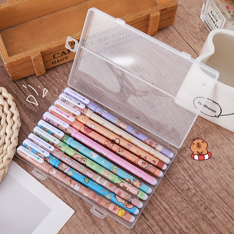 10Pcs/Box Kawaii Cartoon Capybara 10 Color Gel Pens Cute Student Colored Pen Office MultiColor Planner School Writing Stationery