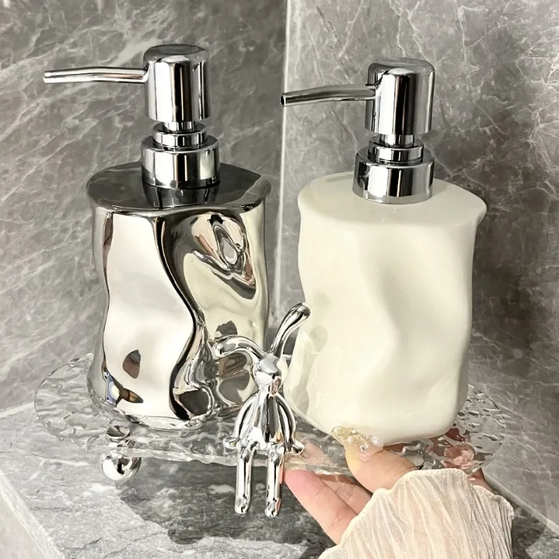 Irregular Ceramic Lotion Bottle Press Hand Sanitizer Dispenser Bottle Body Wash Shampoo Soap Dispenser Bathroom Accessories Gift