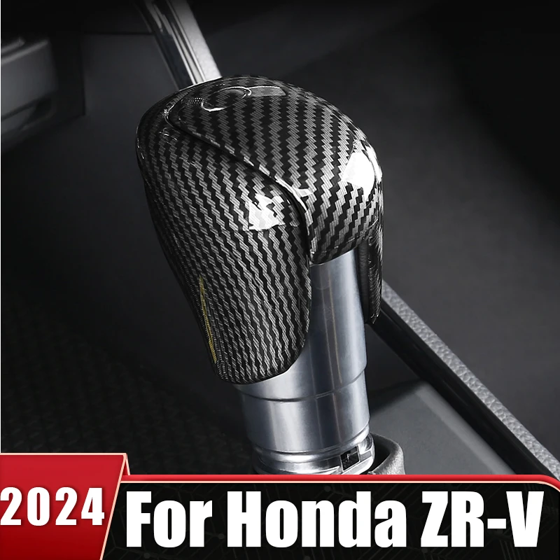 

ABS Carbon Fiber For Honda WR-V 2024 Car Gear Head Shift Knob Handle Cover Trim Gear Shift Sticker Protector Auto Accessories