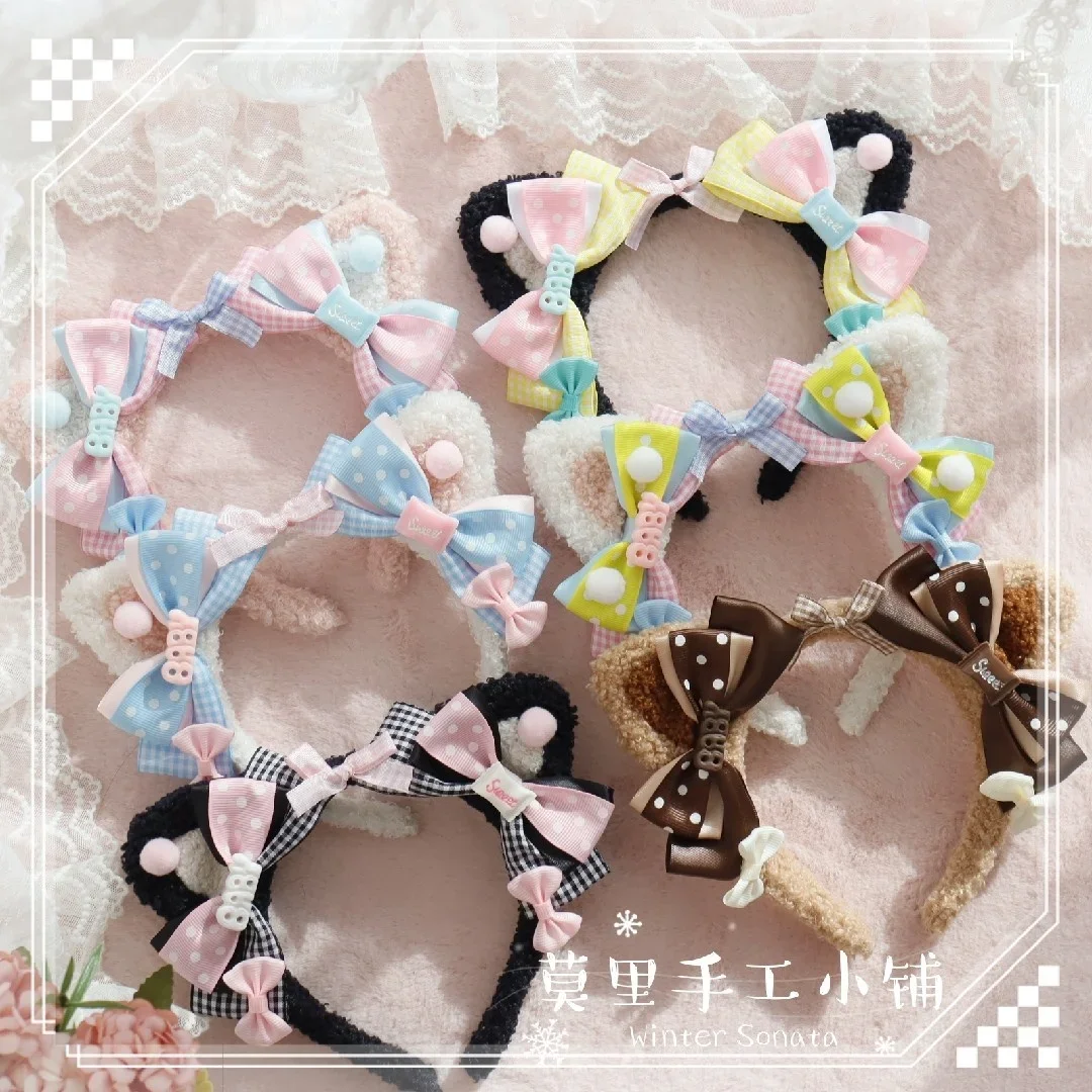 High quality lolita Cat Ear Harajuku cos headband kc Cute Headdress Sweet Dark Gothic lolita Hair Accessories