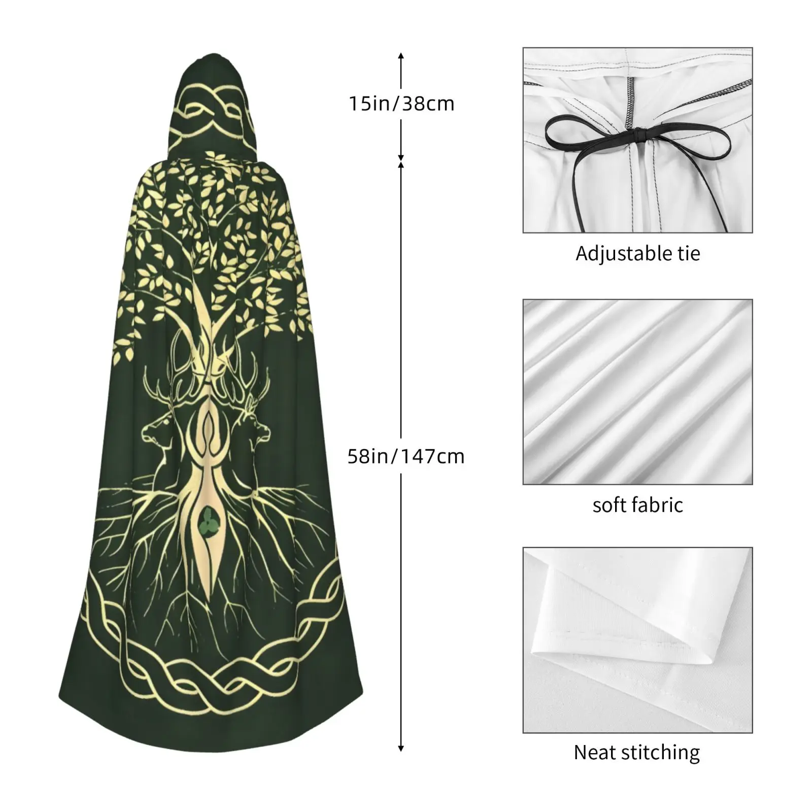 Celtic Ritual Norse Nordic Viking Goddess Wiccan Wicca Halloween Wizard Witch Hooded Robe Cloak Christmas Hoodies