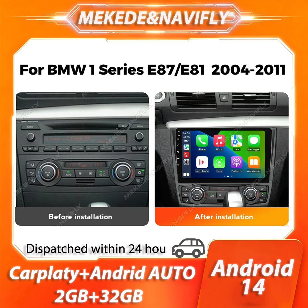 

MEKEDE For BMW 1 Series E81 E82 E87 E88 AT 2004-2011 Car Radio Carplay 2 Din BT Central Multimedia Intelligent Car audio systems