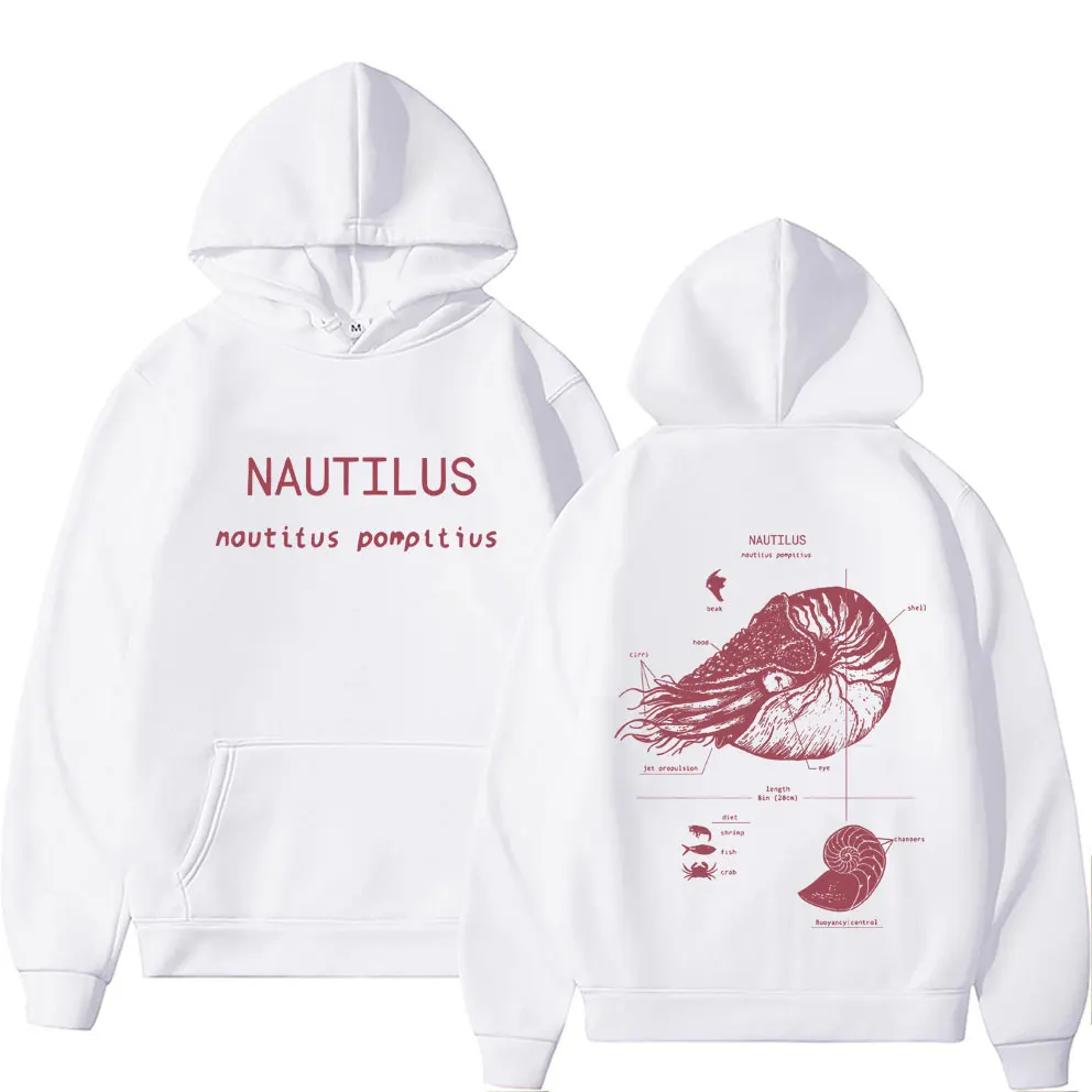 

Hot Sale Funny Nautilus Anatomy Graphic Hoodie Men's Women's Casual Oversized Pullover Hoodies Men's Fashion Vintage Streetwear