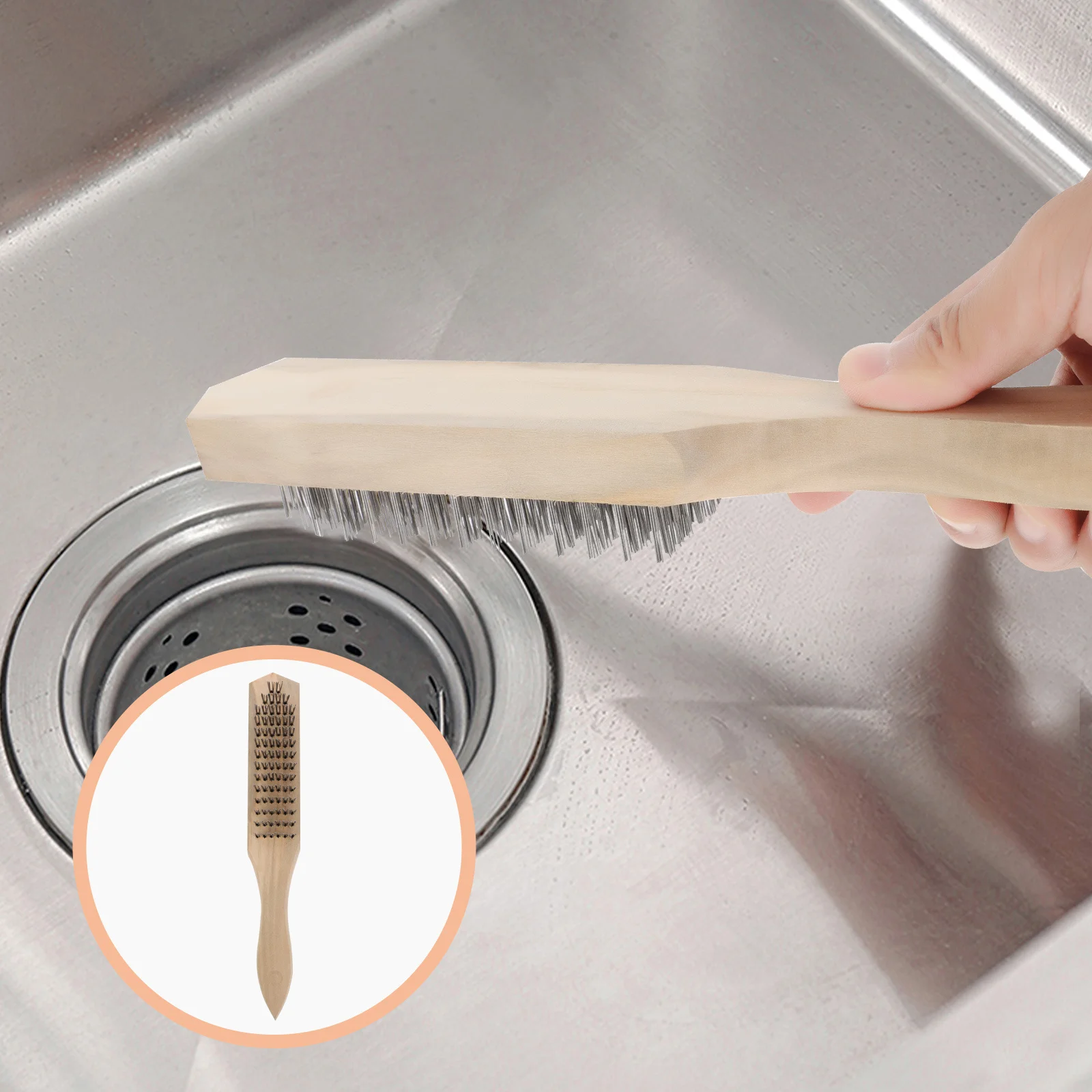 

5Pcs Steel Wire Brushes Wooden Handle Durable Rust Removal Cleaning Tools for Polishing Debris Dust Rust Wire Cleaning