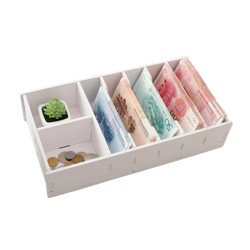 2026 Desktop Coin Storage Box Coin Compartments Storage Box Paper Money Cash Drawer Organizer Rack Plastic Coin Box view 4