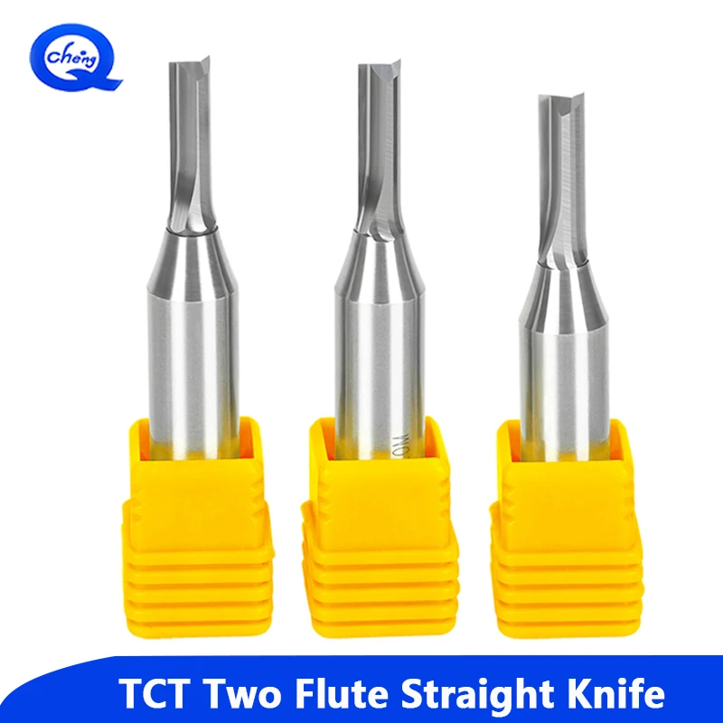 TCT اثنين حافة سكين مستقيم لمتوسطة الكثافة اللوح الليفي الألواح النجارة بت التوجيه 12.7 مللي متر عرقوب أدوات النجارة #1