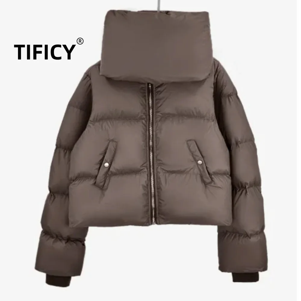 High Street Men's and Women's Autumn/winter RO Style 90%White Duck Down Thick Fluffy Scarf with Pocket Insert Bread Jacket